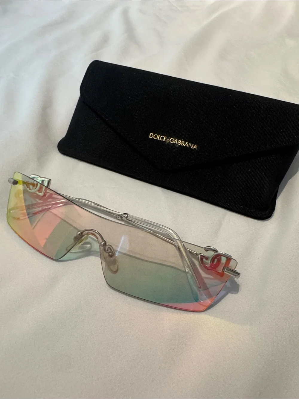 Dolce & Gabbana Women’s Rimless Shield Sunglasses - Pink, Yellow, Green